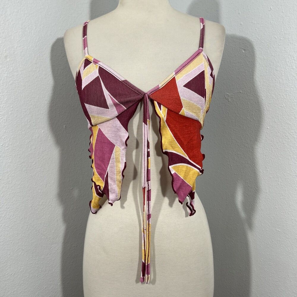Tiger Mist Top Womens XS Multicolor Butterfly Festival‎ Whimsical Sexy 2000 Y2K